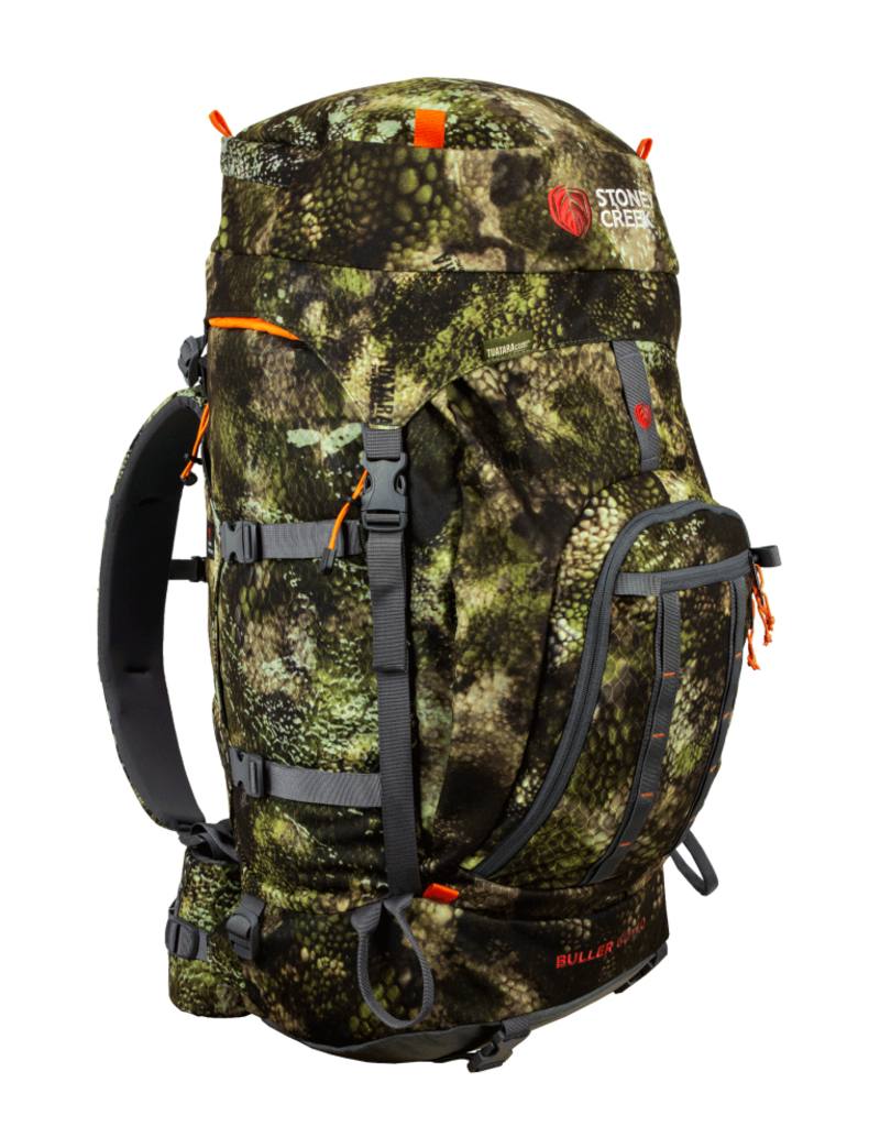 Buy Stoney Creek Buller  60+10L Pack: Tuatara Forest Camo in NZ New Zealand.