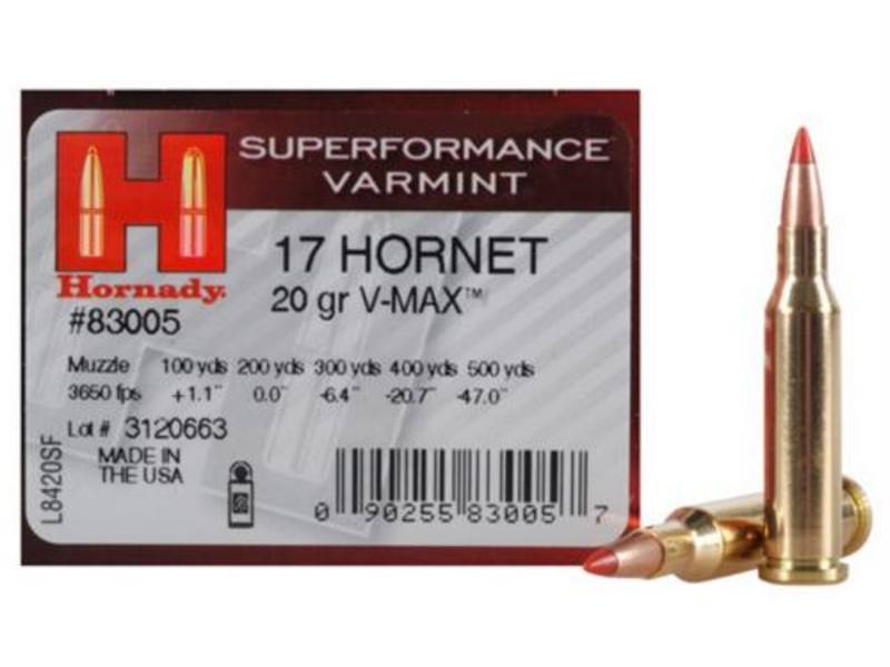 Buy Hornady 17 Hornet Superformance 20gr Polymer Tipped V-Max 25 Rounds in NZ New Zealand.