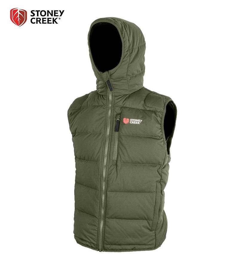 Buy Stoney Creek Men's ThermoFlex Hooded Puffer Vest Bayleaf in NZ New Zealand.