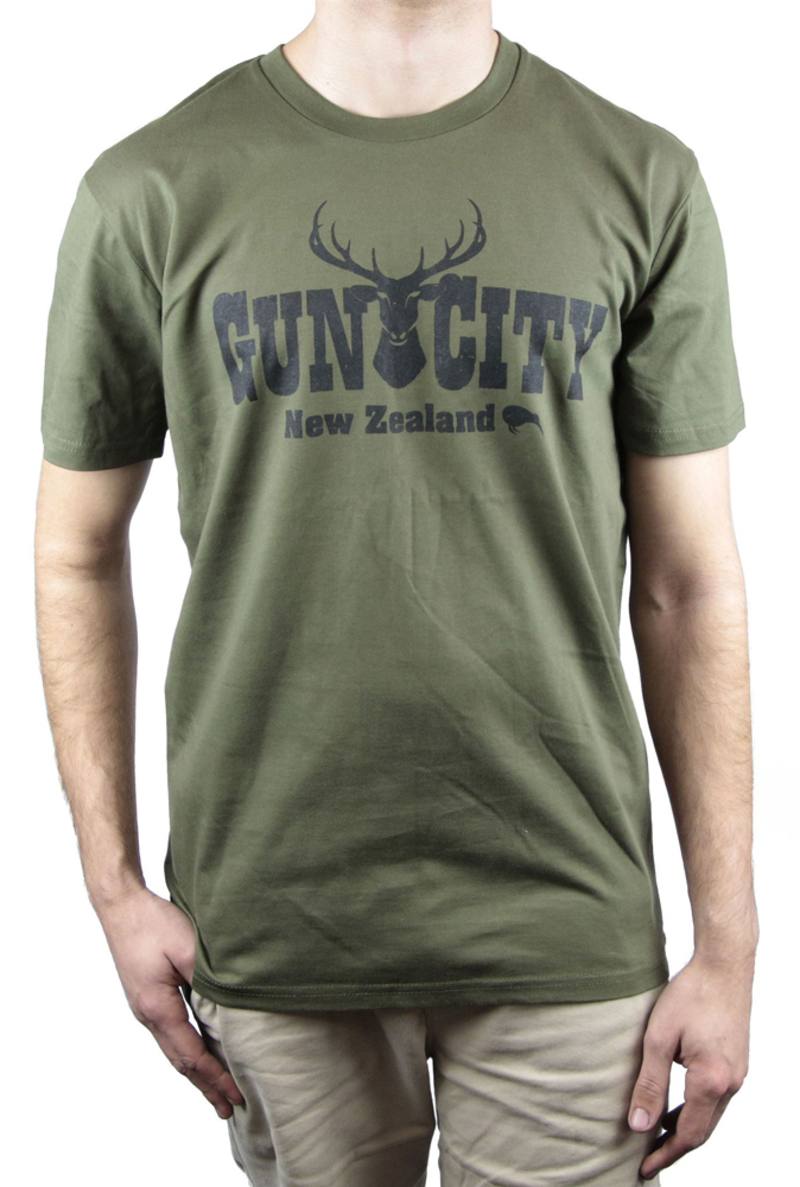 Buy Gun City Deer Olive Tee in NZ New Zealand.