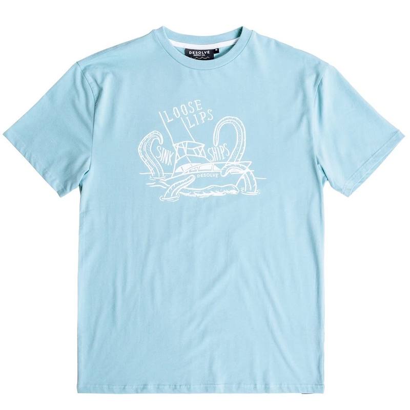 Buy Desolve Man`s Loose Lips Tee Marina Blue | Size 2XL in NZ New Zealand.