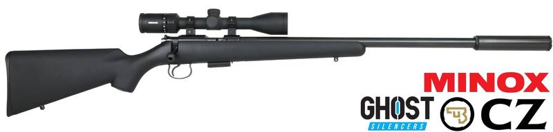 Buy 17HMR CZ 455 Varmint 20" with Minox 4-12x40 Scope & Ghost Silencer in NZ New Zealand.