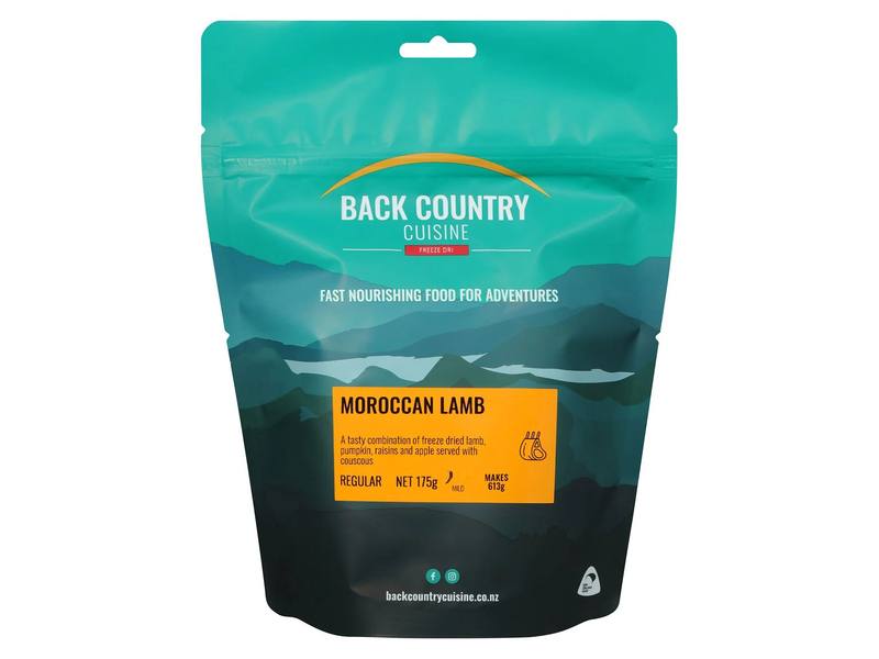 Buy Back Country Cuisine Freeze Dri Meal Regular Serve: Moroccan Lamb in NZ New Zealand.