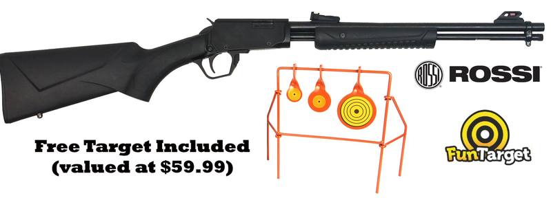 Buy 22 Rossi Gallery Synthetic 18" 9 Shot Pump Action *With Free Steel Target in NZ New Zealand.