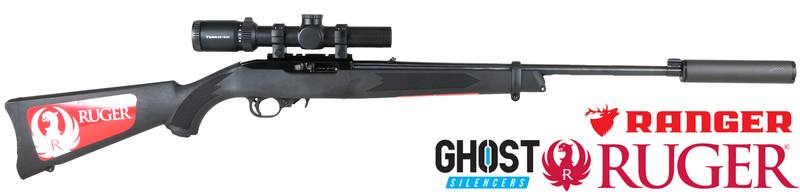 Buy 22 Ruger 10/22 Blued Synthetic with Ranger 1-8x24i Scope & Ghost Silencer in NZ New Zealand.