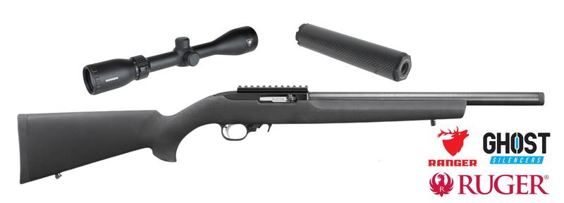 Buy 22 Ruger 10/22 SR-X Blued Hogue Heavy Barrel, Ranger 3-9x42, Ghost Carbon Silencer in NZ New Zealand.