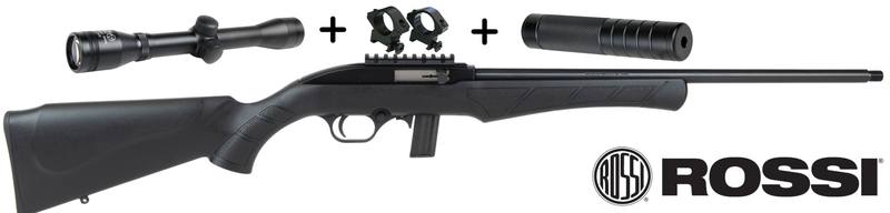 Buy 22 Rossi 7022 Blued 18" with 4x32 Scope & Silencer in NZ New Zealand.