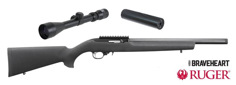 Buy 22 Ruger 10/22 SR-X Blued Hogue Heavy Barrel, 3-9x40 Scope, Braveheart Silencer in NZ New Zealand.