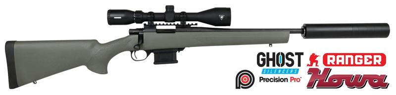 Buy Howa 1500 MiniAction Green with Ranger 4-12x42 & Ghost Silencer in NZ New Zealand.