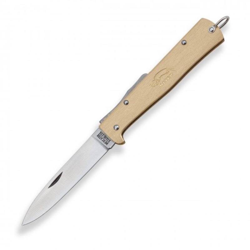 Buy Mercator Knife "Brass Handle with Clip" Carbon Steel Folding 9cm Blade in NZ New Zealand.