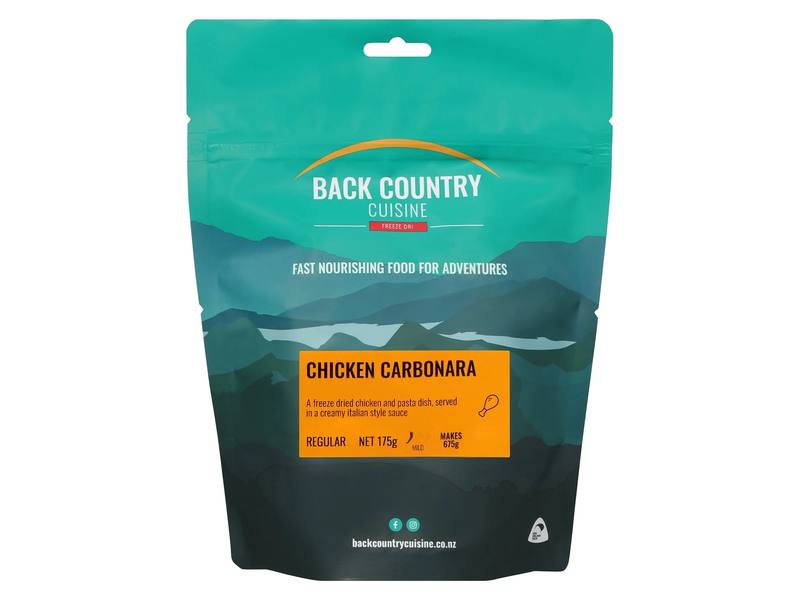 Buy Back Country Cuisine Freeze Dri Meal Regular Serve: Chicken Carbonara in NZ New Zealand.