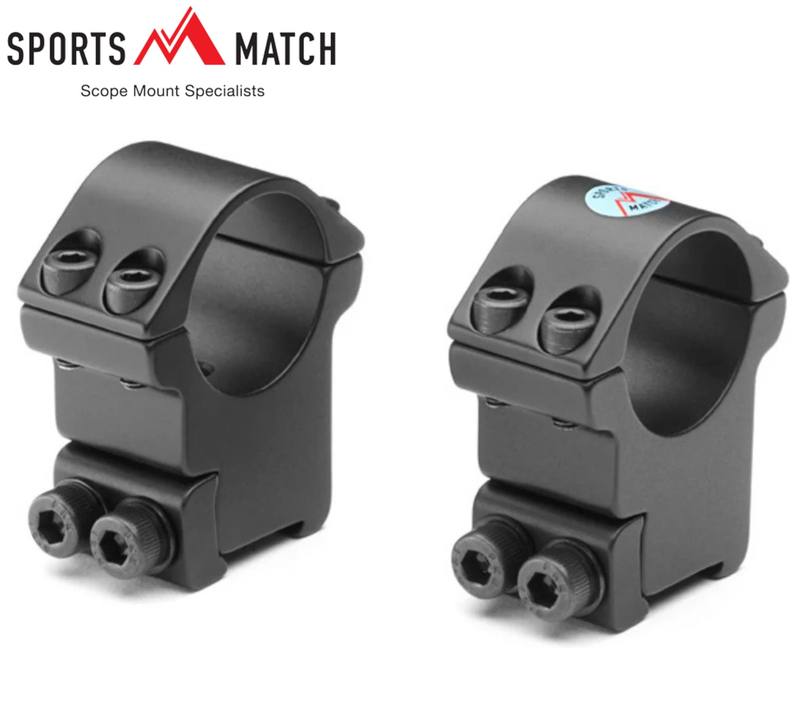 Buy Sports Match 1" Dovetail High Matte Black Scope Rings in NZ New Zealand.