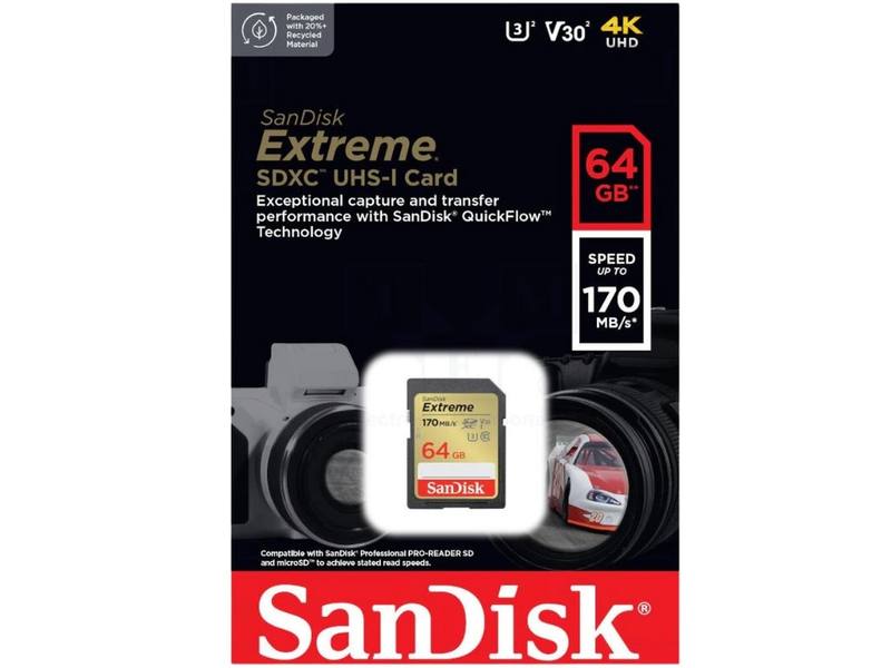 Buy SanDisk Extreme SDXC UHS-I Card 4K 64GB in NZ New Zealand.