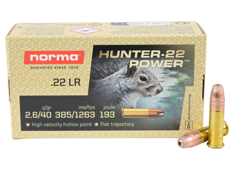 Buy Norma 22LR Hunter Power 40gr Hollow Point 1263fps in NZ New Zealand.