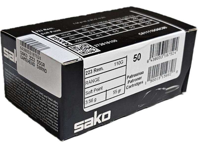 Buy Sako 223 Gamehead 55gr Soft Point 50 Rounds in NZ New Zealand.