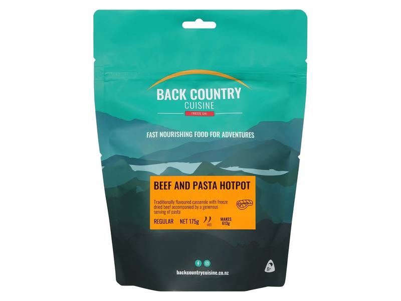 Buy Back Country Cuisine Freeze Dri Meal: Beef & Pasta Hotpot Regular Serve in NZ New Zealand.