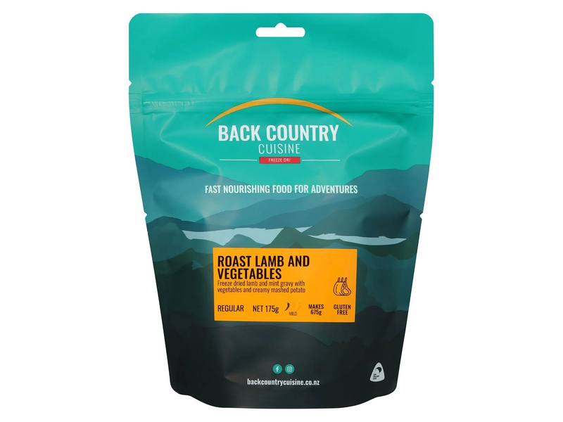 Buy Back Country Cuisine Freeze Dri Meal Regular Serve: Roast Lamb and Vegetables in NZ New Zealand.