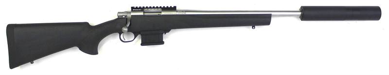 Buy 223 Howa 1500 Mini Action Stainless Synthetic Heavy 18.5" Barrel with Rail & Silencer in NZ New Zealand.