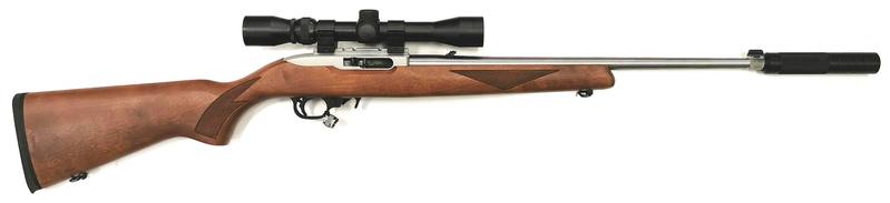 Buy 22 Ruger 10/22 Deluxe Stainless Walnut with Scope & Silencer in NZ New Zealand.