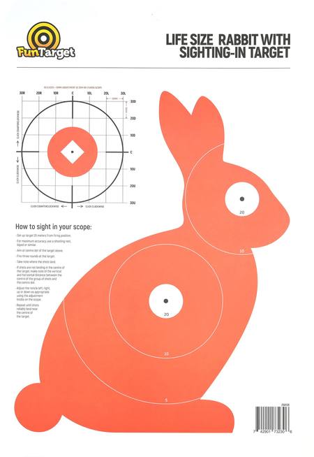 Fun Target Rabbit Paper Target with Sighting-In Target 400mm 10 Pack NZ ...