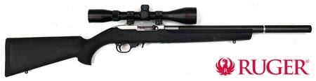 Buy 22LR Ruger 10/22 Hogue Stock with Full Barrel Silencer & 3-9x42 Scope in NZ. 