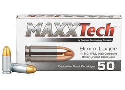 Buy MaxxTech 9mm 115gr Full Metal Jacket Steel Case | 50 Rounds in NZ New Zealand.