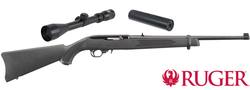 Buy 22 LR Ruger 10/22 Blued/Synthetic Braveheart Silencer and 3-9x Scope Package in NZ New Zealand.